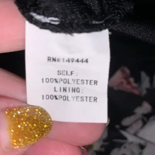 Siren Lily  Maternity black floral back bow asymmetrical midi dress