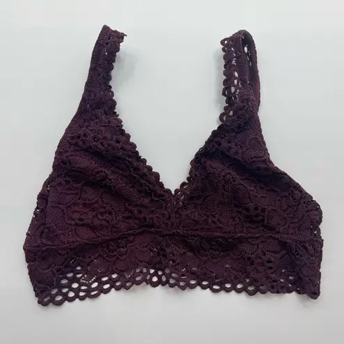 Aerie American eagle Boho bra Bralette Floral Crochet Lace Stretch Maroon small