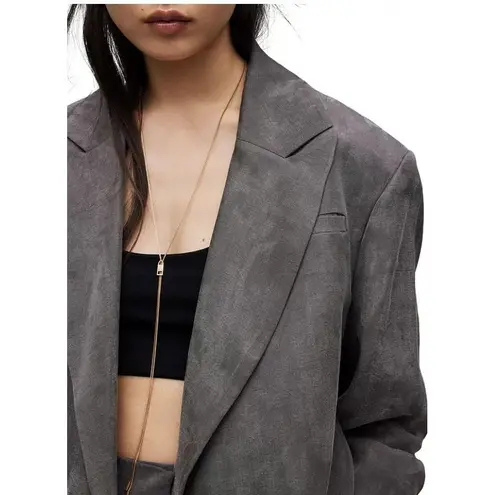 AllSaints Gray Double Breasted Blazer Jacket Relaxed Fit Office Career Size 4