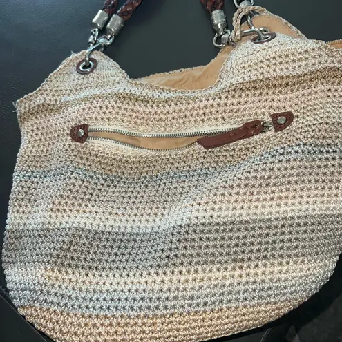 Preloved The Sak Woven Hobo Bag Handbag Tan Taupe Striped in great condition!