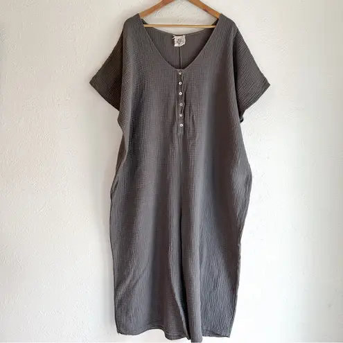 Beachwood Kaftan Jumpsuit Charcoal Gray Oversized O/S Cotton Gauze Size undefined