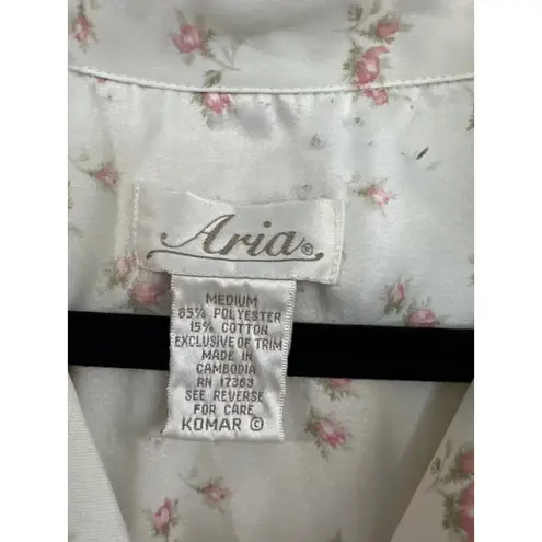 Aria Vintage Satin Floral Pajama Set in Ditsy Floral size M