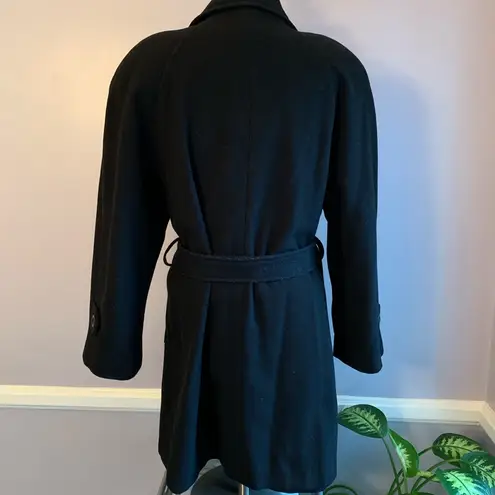 Vintage black wool Dumas double breasted coat with shoulder pads Size 10