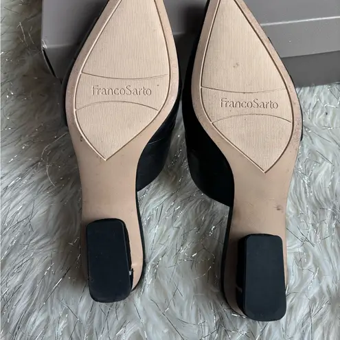 Franco Sarto  Black Women's Shoes Leather Almond Toe Mules Size 7.  Used once