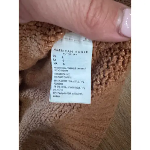 American Eagle Womens L Brown Knit Henley Button Up Long Sleeve Sweater Size L