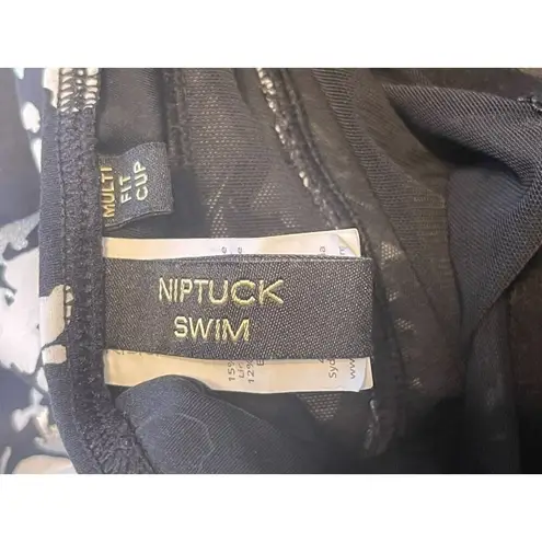 Niptuck Swimsuit One Piece Navy White Gold Floral 8 Multi Fit Cup Support gather Blue