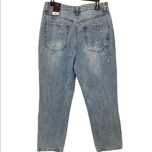 No Bo New Light Wash Super Hi Rise Relaxed Fit 90s Distressed Denim Blue Jeans