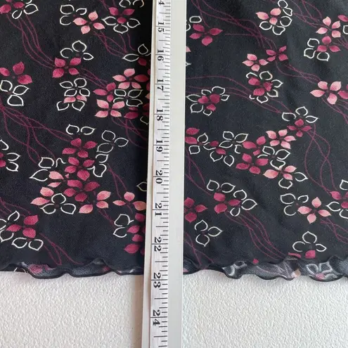 Loft Ann Taylor  Womens Black Floral A line Skirt Size 8 Semi Sheer Unlined Rayon