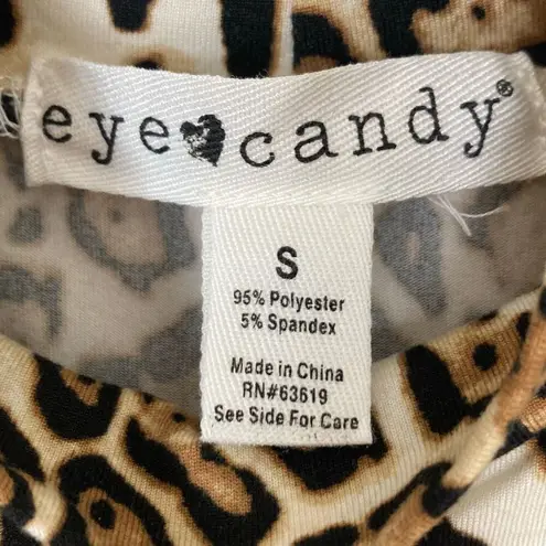 Eye Candy Animal Print Mock Turtleneck Sleeveless Tank with Keyhole Size Small (