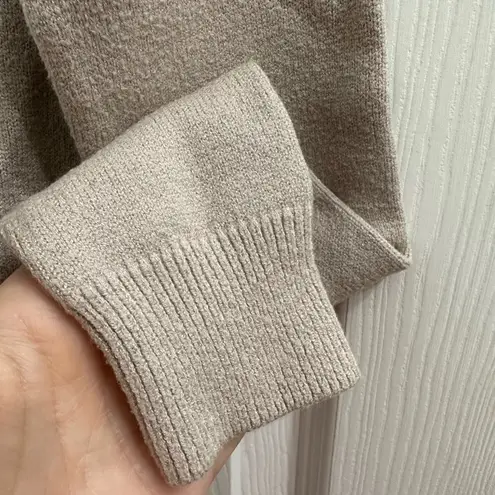 Catherine Malandrino Seam Front Split Hem Sweater Tan Beige Roll Collar XS Knit