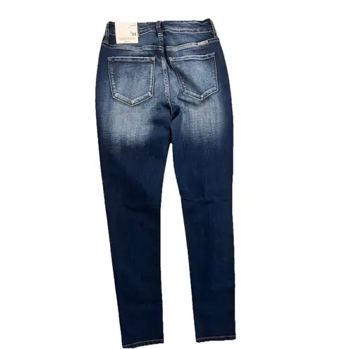 KanCan Curvy High Rise Ankle Skinny Button Fly Jeans Women’s 3/25 Whiskered NWT Blue