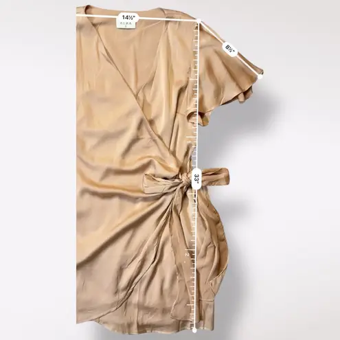 Aura Blush Wrap Dress Flutter Sleeves Size L Classic Party Romantic