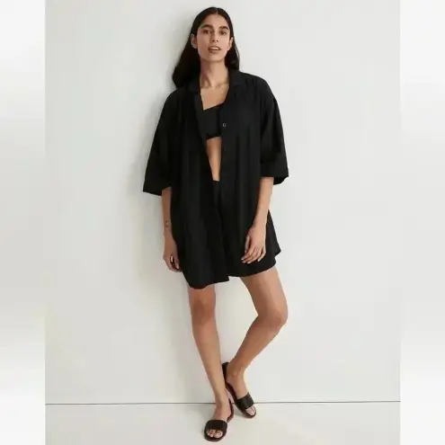 Madewell  Lightspun Cover-Up Mini Shirtdress Black XS NWT