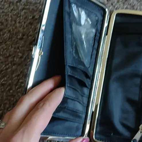 Purple multi animal print metallic wallet