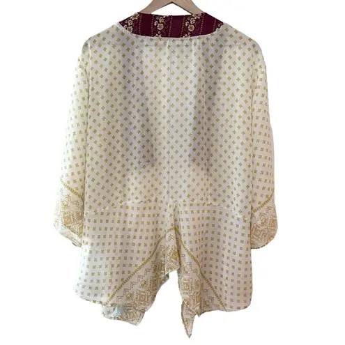 Taylor & Sage Women's white yellow floral boho kimono cardigan size med