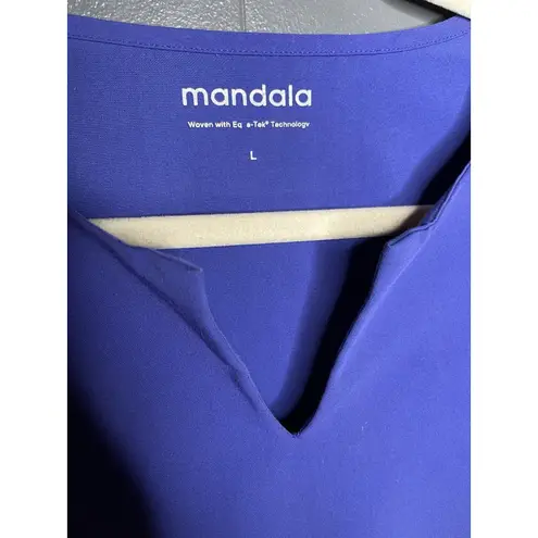 Mandala Scrub Top Women Large Blue Tech Short Sleeve Medical