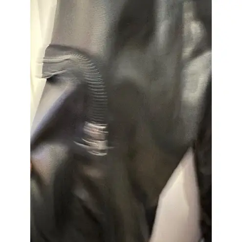 Black Faux Leather Cargo Jogger Pants With Side Pockets & Elastic Waist 4