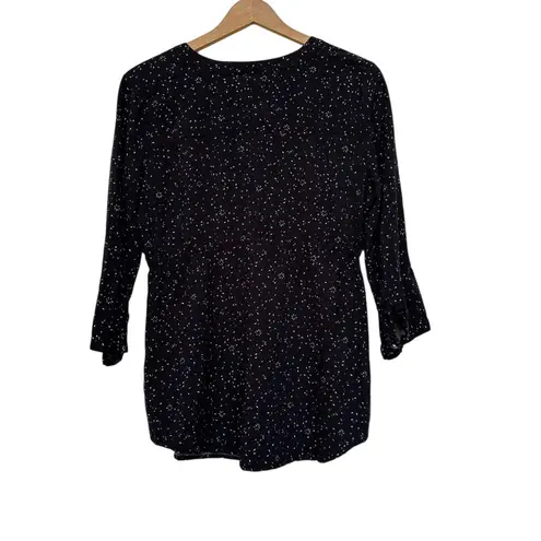 Motherhood Maternity Black 3/4 Sleeve Top Red White Confetti pattern Medium Size undefined