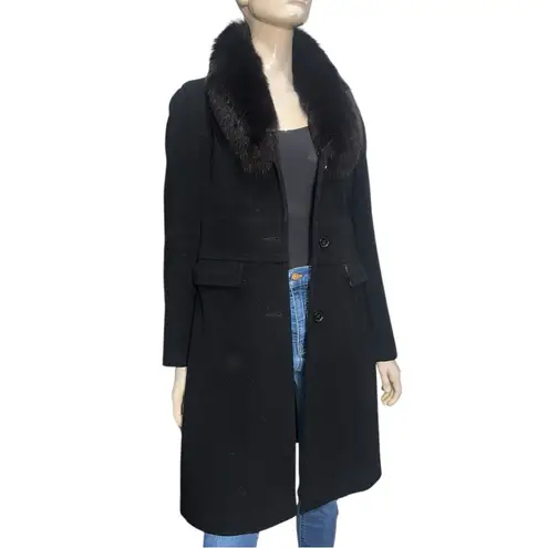 Marc New York Andrew Women’s 10 Black Wool Blend Removable Faux Fur Collar Coat - Image 2