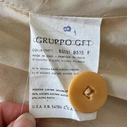 Giorgio Armani Vintage Beige Floral Brocade Skirted Blazer Women's Size 4