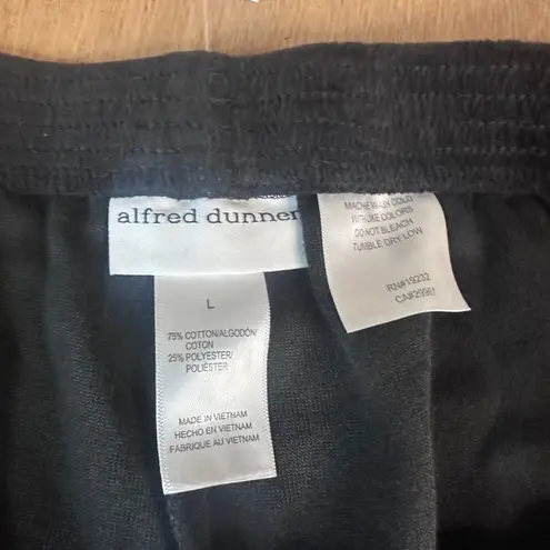 Alfred Dunner Velour Pants Black Size L Classic Fit Comfort Waist NWT