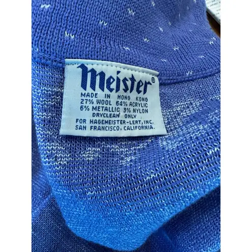 Vintage MEISTER Turtleneck Sweater Wool Blend Periwinkle blue white details Sz M Purple Size M
