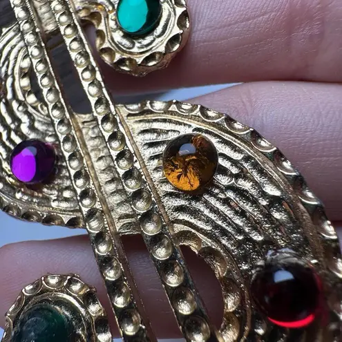 Large Money Dollar Sign Brooch Pin Gold Tone Multi Color