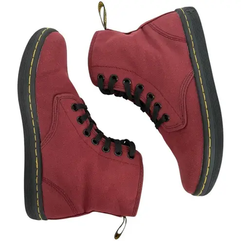 Dr. Martens  Womens Shoreditch Canvas Lace‎ Up Boots Cherry Red Size 5