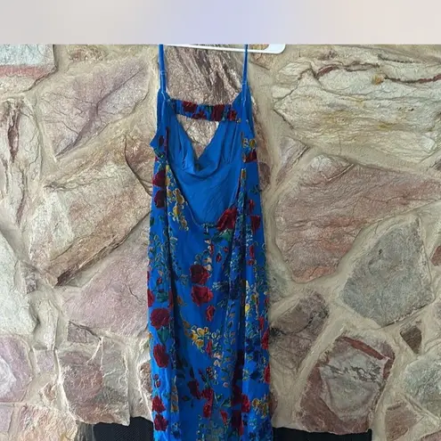 Commense Velvet Floral Appliqué Cami Dress size XL Blue