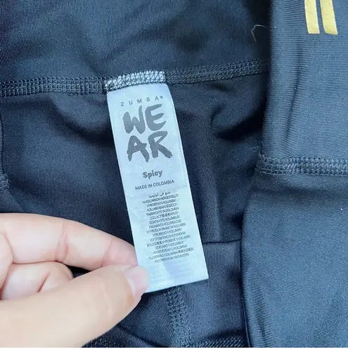 Zumba • All Night Metallic Capri Leggings cropped gold foil medallion print