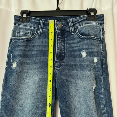 Vervet Dark Wash High Waisted Distressed Flared Crop 90s Style Y2K Jeans Size 26