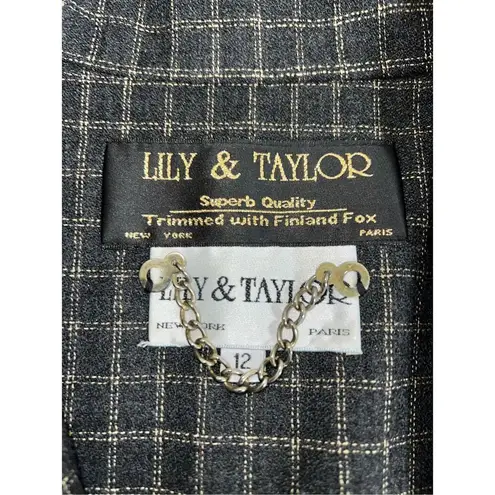 Vintage Lily & Taylor Women’s Fox Fur Trimmed Trench Coat Wool 12 Gray