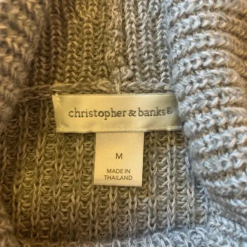 Christopher & Banks  sweater women’s medium gray long sleeve knit cowl neck