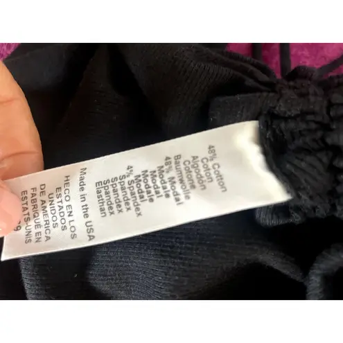 Michael Stars Lisa Marie Rib Knit Midi Skirt Size Small S Black COMFY STRETCHY