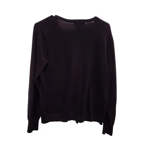 Melrose Chic Purple Long Sleeve Crew Neck Button Front Cardigan Sweater Medium