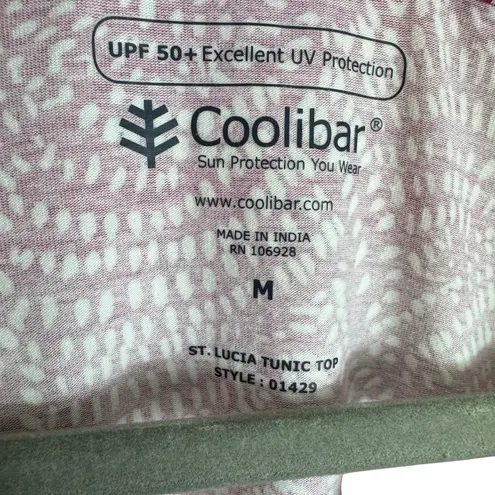 Coolibar St. Lucia Top UPF 50+ Raspberry White 3/4 Sleeve Top Made In India Sz M Pink Size M