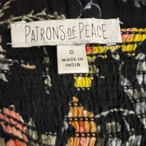 Patrons of Peace Off Shoulder Floral Mini Dress Elastic Waist Size Small