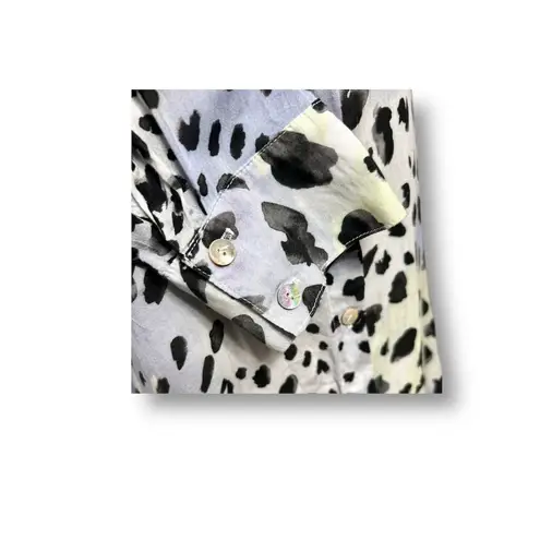 Bella Dahl Medium Black Ink Dots Button Down Blouse Artsy Art to Wear Abstract