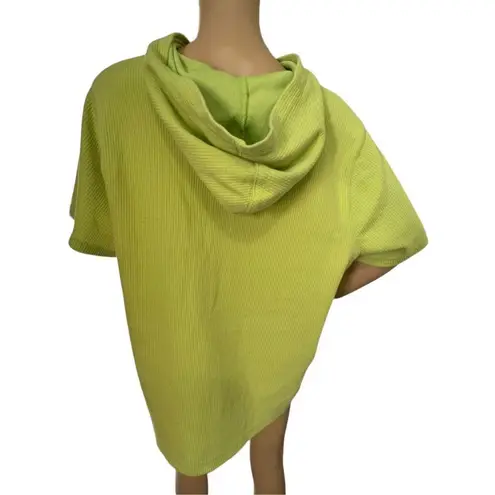 Essentials Lime Green Ribbed Hooded Quarter Zip Short Sleeve Shirt Size XXL