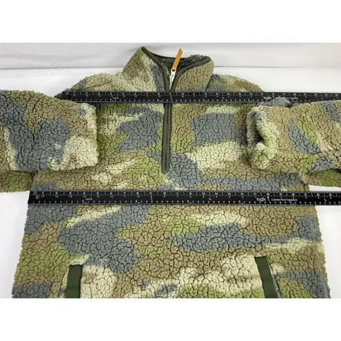 Thread Supply Camo Sherpa Fleece Half Zip Pullover Top Green Camouflage Small Size undefined