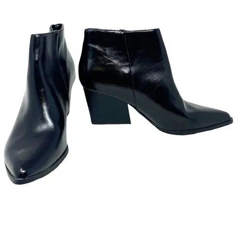 NWOT ~ Short Black Booties Zipper Boots Chunky Heel by ZBY ~ Women's Size 8