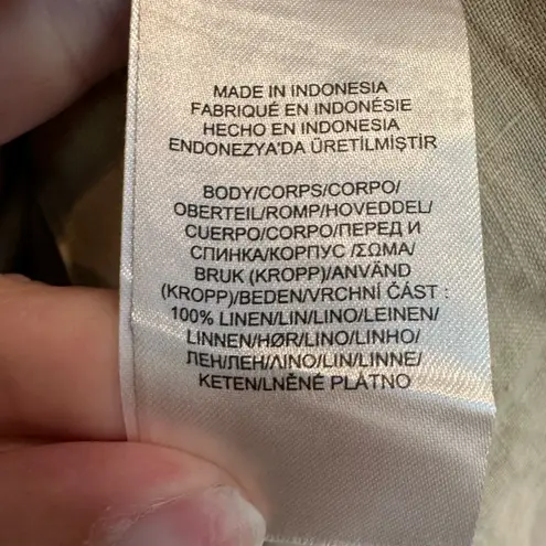 Ralph Lauren LRL  Beige 100% Linen Belted Shirt Midi Dress Button Down Size 6 S