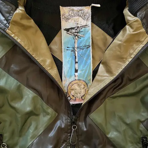 Zig-Zag Striped Green Black Track Jacket - LAMB Fall 2006 Womens Coat