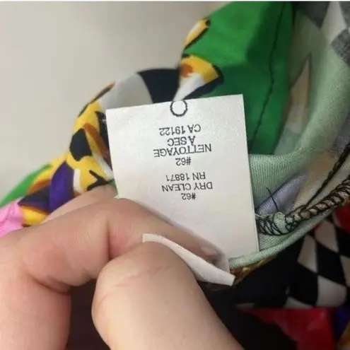 Vintage Colorful Mixed Print Floral Chains 80s 90s Crew Neck Blouse Retro Red Size 12