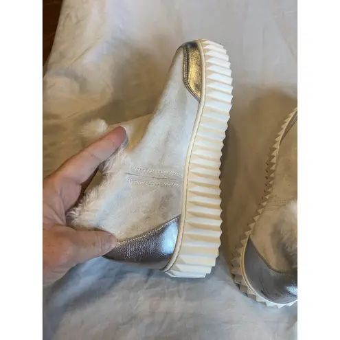 Voile Blanche Women's 6.5 Gray Metallic Silver Suede Slip