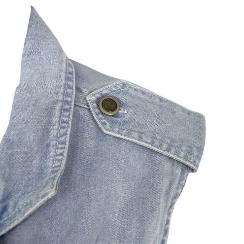 Bill Blass Vintage Blue Denim Pleated Romper Aqua Snow Size Large NWT