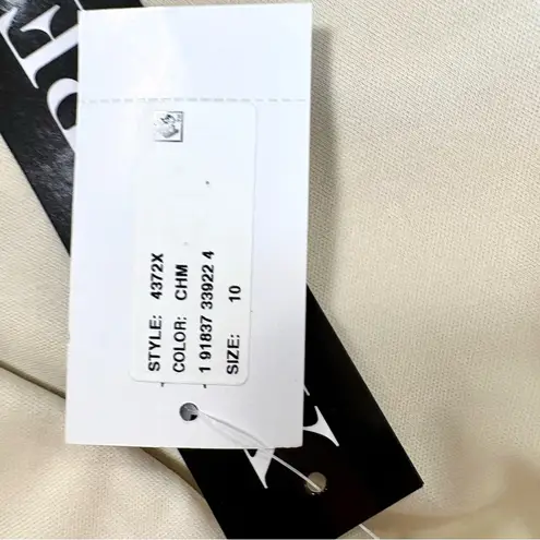 XScape 3D Floral Appliqué Midi Dress in Champagne Size 10