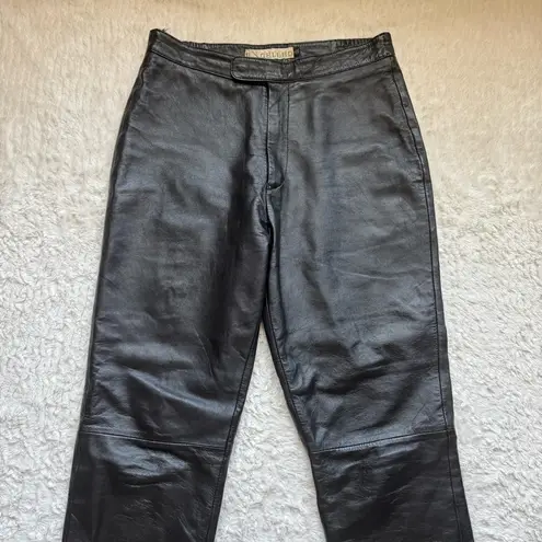 Vintage 90s EXCELLED Leather Pants Womens 10 Black Lined Straight Leg High Rise