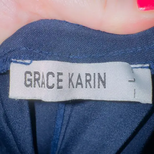 Grace Karin Women's Blue High Waisted Pull On Stretchy Casual Ankle Length Pants