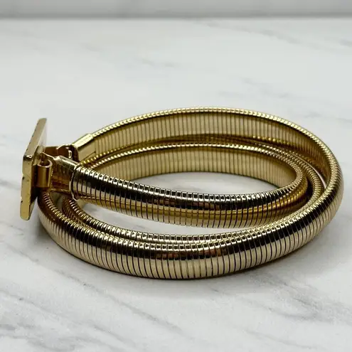 The Bar Vintage Buckle Gold Tone Coil Stretch Cinch Belt Size XS Small S Womens